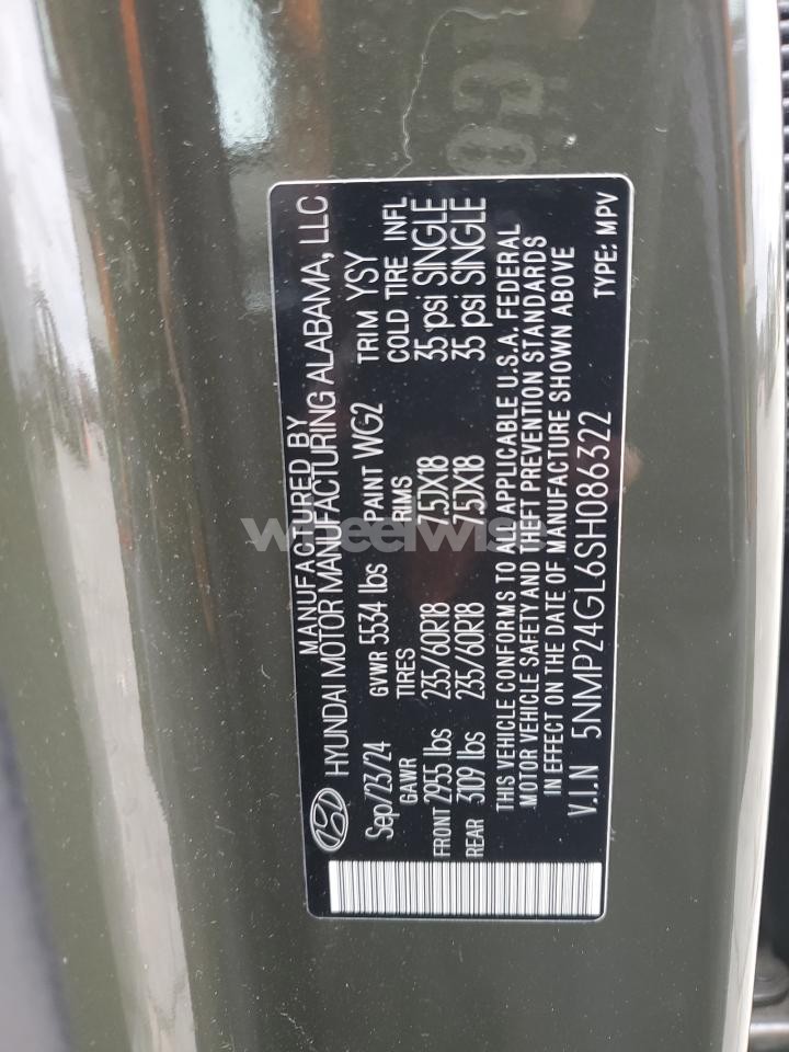 Photo 12 of 2025 HYUNDAI SANTA FE SEL (VIN 5NMP24GL6SH086322)