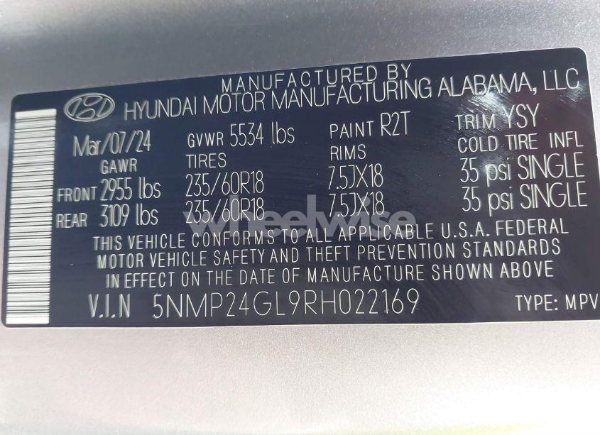 Photo 9 of 2024 Hyundai Santa FE SEL (VIN 5NMP24GL9RH022169)