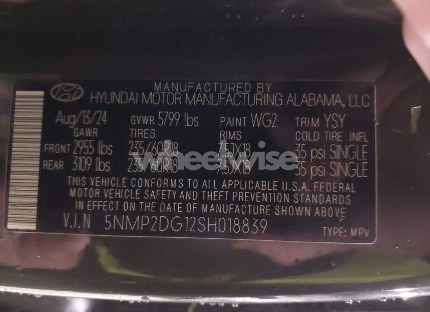 Photo 9 of 2025 Hyundai Santa FE HYBRID SEL (VIN 5NMP2DG12SH018839)