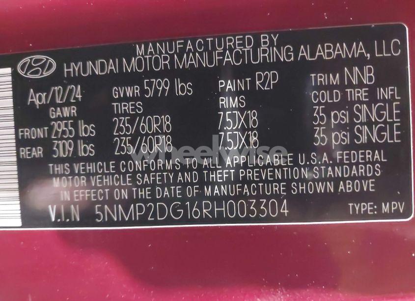 Photo 9 of 2024 Hyundai Santa FE HYBRID SEL (VIN 5NMP2DG16RH003304)