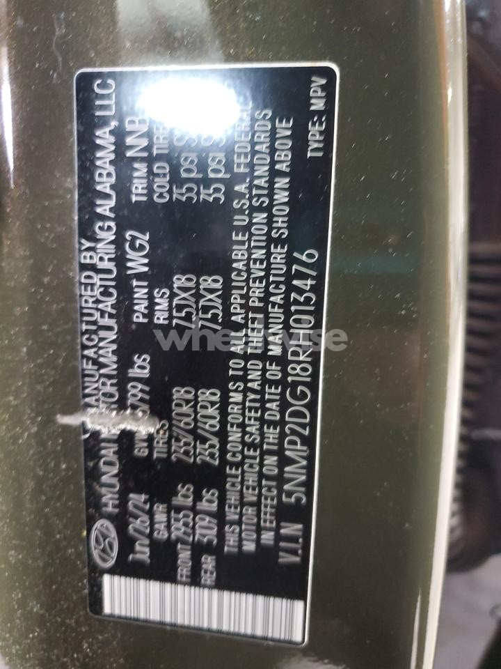 Photo 14 of 2024 HYUNDAI SANTA FE SEL (VIN 5NMP2DG18RH013476)