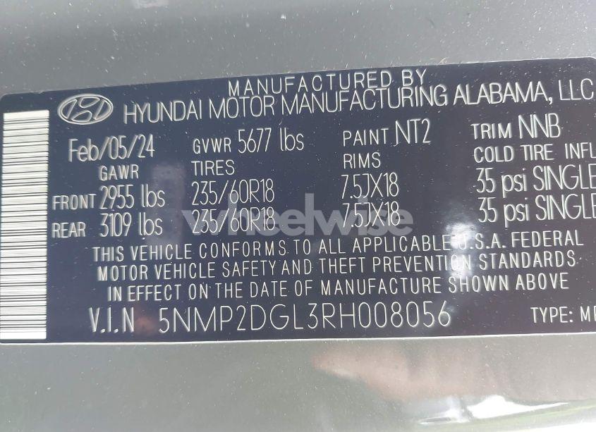 Photo 9 of 2024 Hyundai Santa FE SEL (VIN 5NMP2DGL3RH008056)