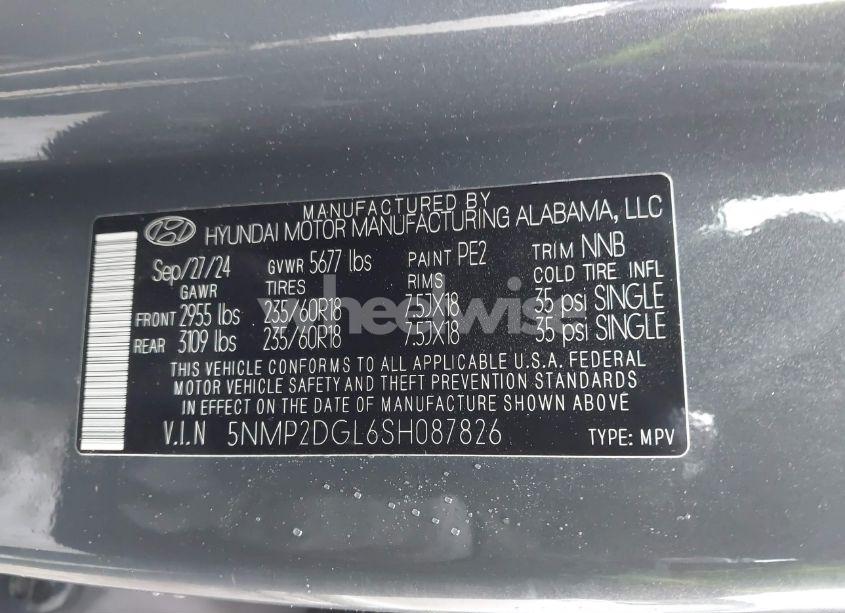Photo 9 of 2025 Hyundai Santa FE SEL (VIN 5NMP2DGL6SH087826)