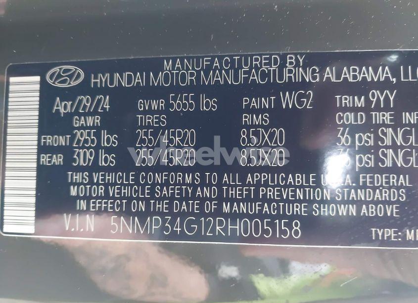 Photo 9 of 2024 Hyundai Santa FE HYBRID LIMITED (VIN 5NMP34G12RH005158)