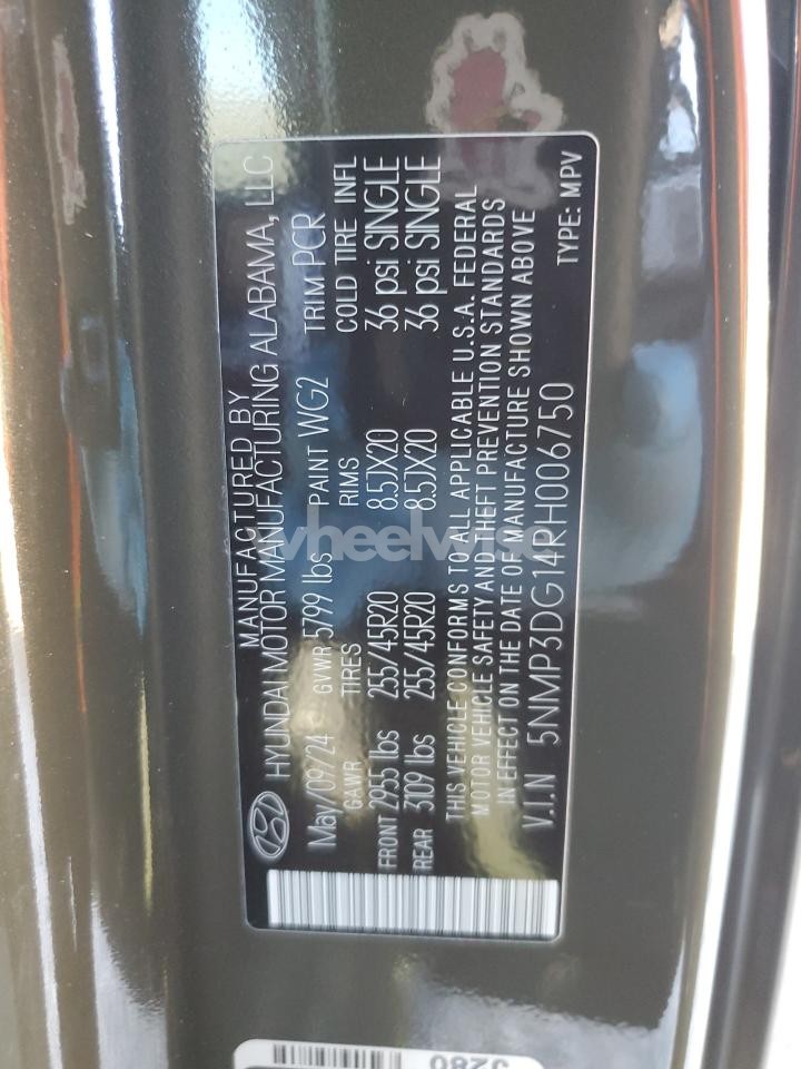 Photo 13 of 2024 HYUNDAI SANTA FE LIMITED (VIN 5NMP3DG14RH006750)