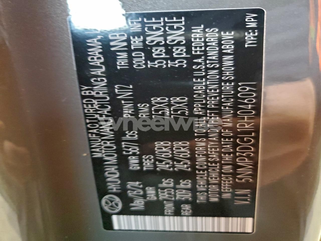 Photo 13 of 2024 HYUNDAI SANTA FE XRT (VIN 5NMP3DGL1RH046091)