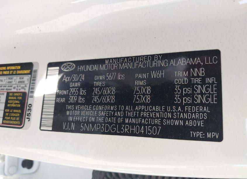 Photo 9 of 2024 Hyundai Santa FE XRT (VIN 5NMP3DGL3RH041507)