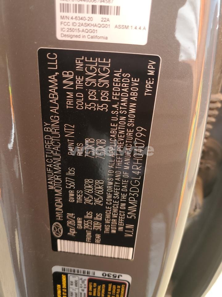 Photo 13 of 2024 HYUNDAI SANTA FE XRT (VIN 5NMP3DGL4RH040799)