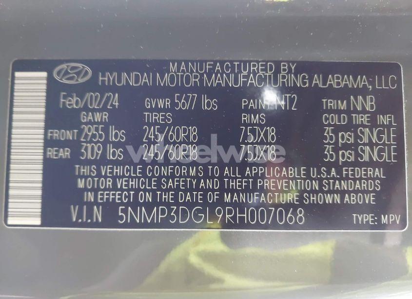 Photo 9 of 2024 Hyundai Santa FE XRT (VIN 5NMP3DGL9RH007068)