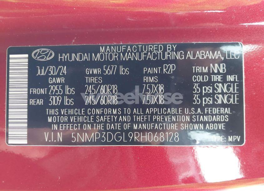 Photo 9 of 2024 Hyundai Santa FE XRT (VIN 5NMP3DGL9RH068128)