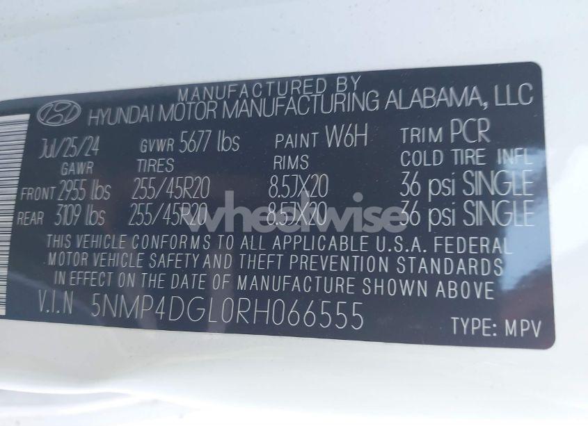 Photo 9 of 2024 Hyundai Santa FE LIMITED (VIN 5NMP4DGL0RH066555)