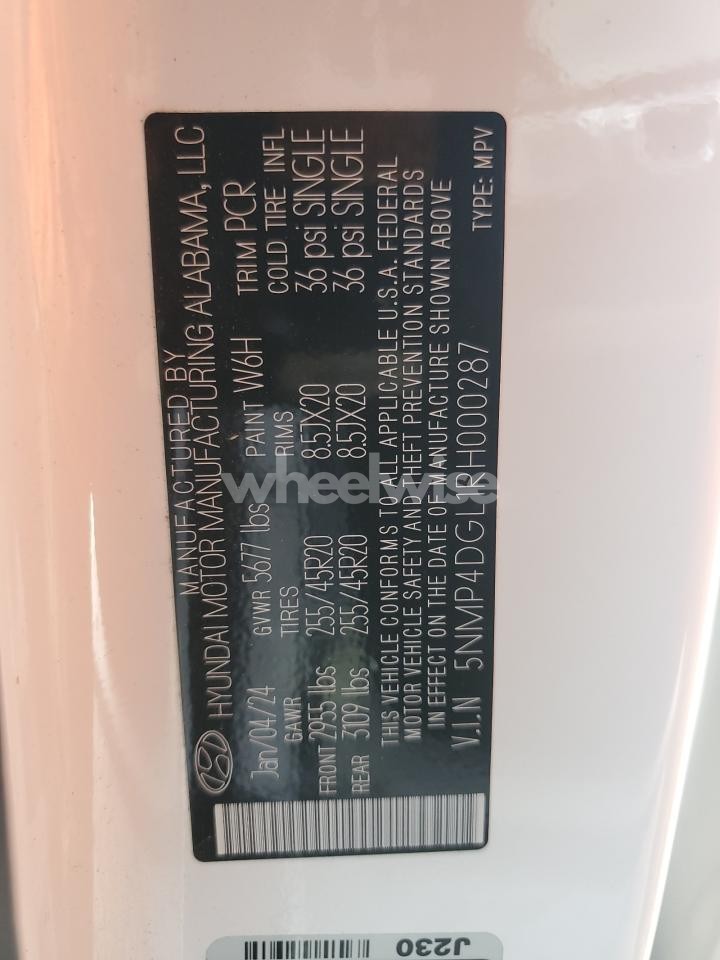 Photo 14 of 2024 HYUNDAI SANTA FE LIMITED (VIN 5NMP4DGL1RH000287)