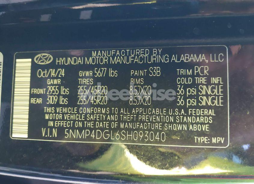 Photo 9 of 2025 Hyundai Santa FE LIMITED (VIN 5NMP4DGL6SH093040)