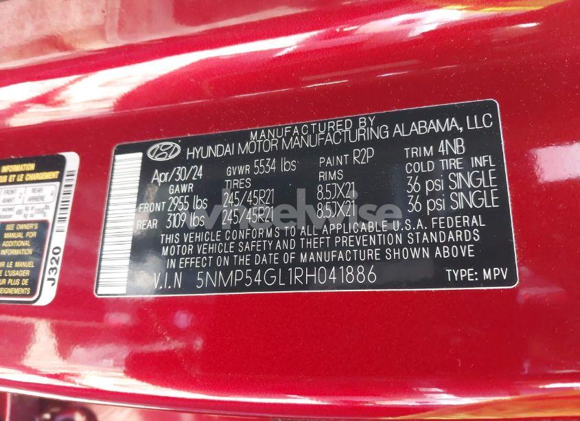 Photo 9 of 2024 Hyundai Santa FE CALLIGRAPHY (VIN 5NMP54GL1RH041886)