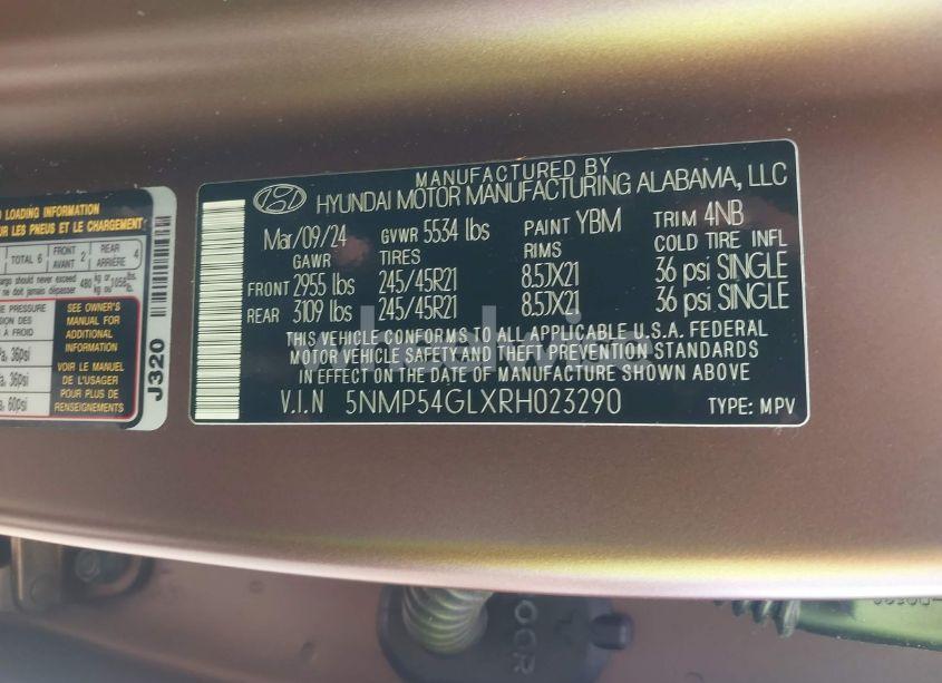 Photo 9 of 2024 Hyundai Santa FE CALLIGRAPHY (VIN 5NMP54GLXRH023290)