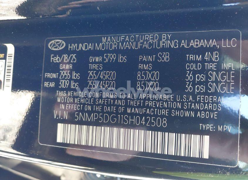 Photo 9 of 2025 Hyundai Santa FE HYBRID CALLIGRAPHY (VIN 5NMP5DG11SH042508)