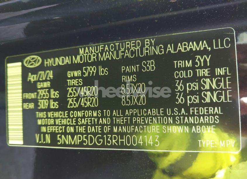 Photo 9 of 2024 Hyundai Santa FE HYBRID CALLIGRAPHY (VIN 5NMP5DG13RH004143)