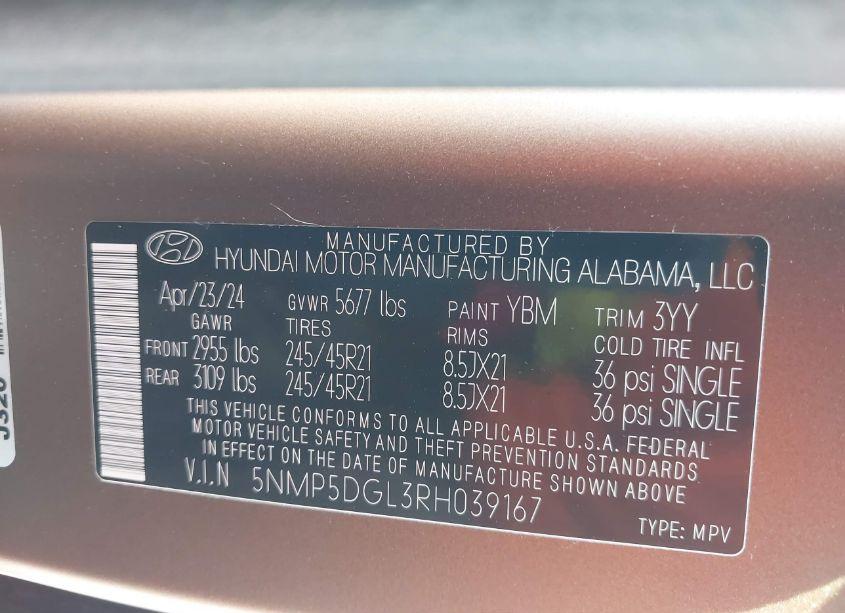 Photo 9 of 2024 Hyundai Santa FE CALLIGRAPHY (VIN 5NMP5DGL3RH039167)