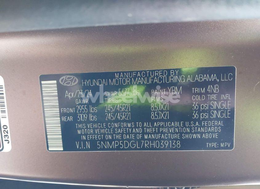 Photo 9 of 2024 Hyundai Santa FE CALLIGRAPHY (VIN 5NMP5DGL7RH039138)