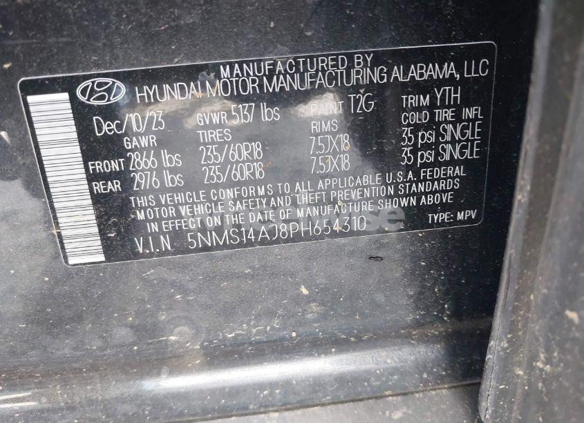 Photo 9 of 2023 Hyundai Santa FE SE (VIN 5NMS14AJ8PH654310)