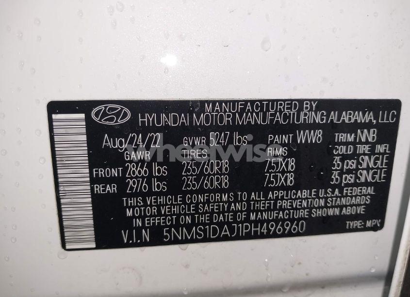 Photo 9 of 2023 Hyundai Santa FE SE (VIN 5NMS1DAJ1PH496960)