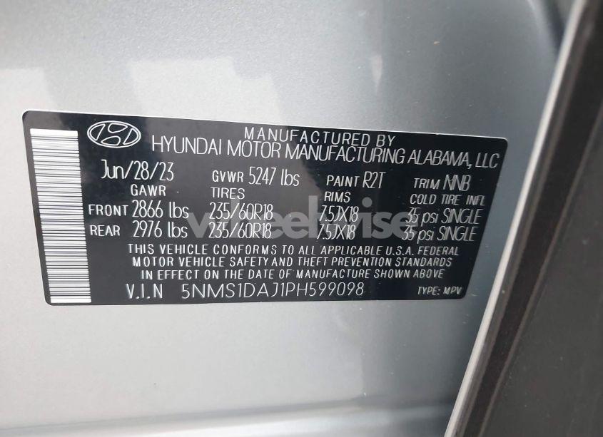 Photo 9 of 2023 Hyundai Santa FE SE (VIN 5NMS1DAJ1PH599098)