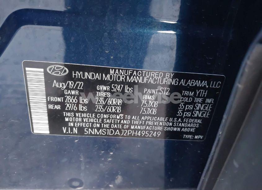Photo 9 of 2023 Hyundai Santa FE SE (VIN 5NMS1DAJ2PH495249)