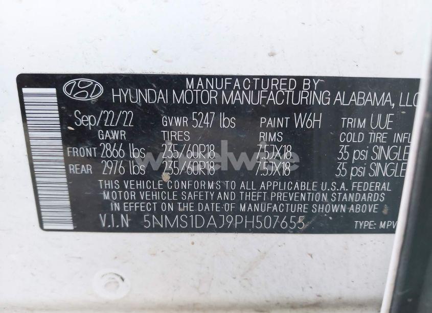 Photo 9 of 2023 Hyundai Santa FE SE (VIN 5NMS1DAJ9PH507655)