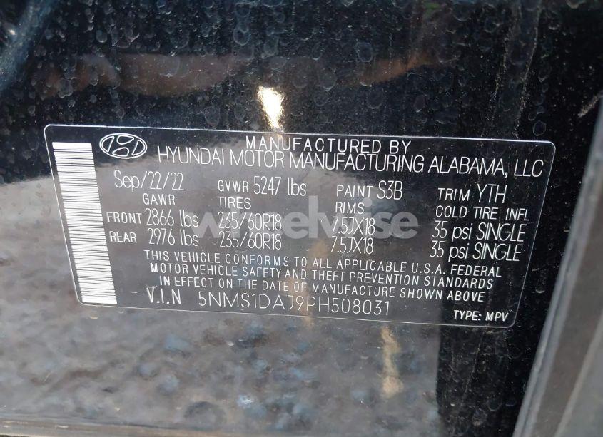 Photo 9 of 2023 Hyundai Santa FE SE (VIN 5NMS1DAJ9PH508031)