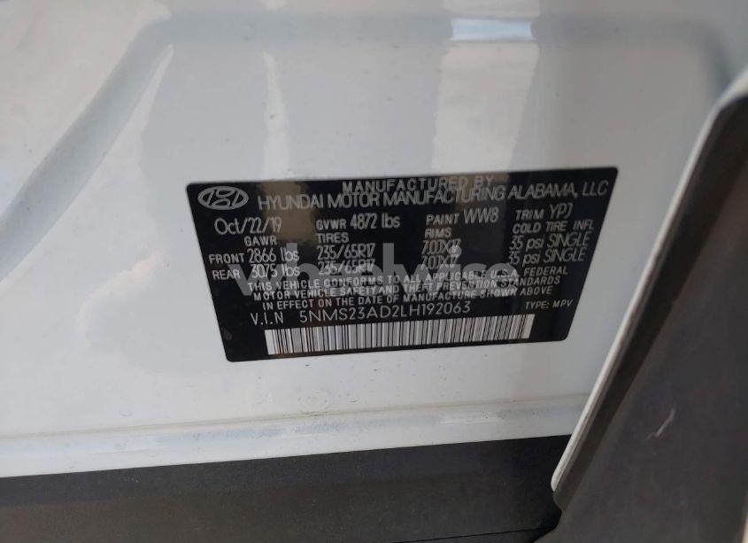 Photo 9 of 2020 Hyundai Santa FE SE (VIN 5NMS23AD2LH192063)