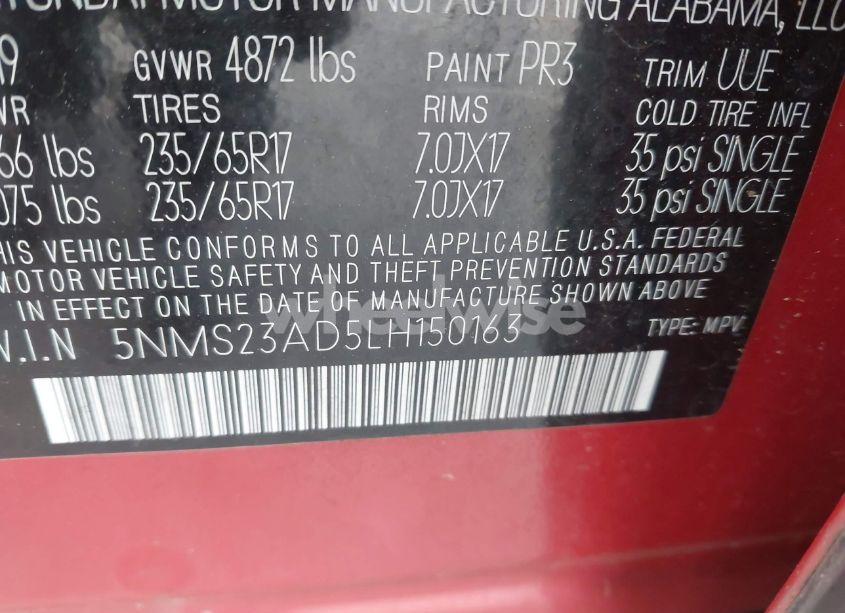 Photo 9 of 2020 Hyundai Santa FE SE (VIN 5NMS23AD5LH150163)