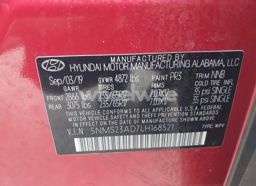 Photo 9 of 2020 Hyundai Santa FE SE (VIN 5NMS23AD7LH168521)