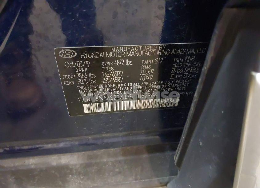 Photo 9 of 2020 Hyundai Santa FE SE (VIN 5NMS23AD7LH182984)