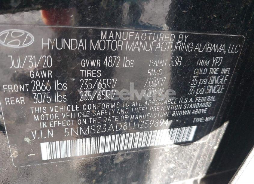Photo 9 of 2020 Hyundai Santa FE SE (VIN 5NMS23AD8LH259894)