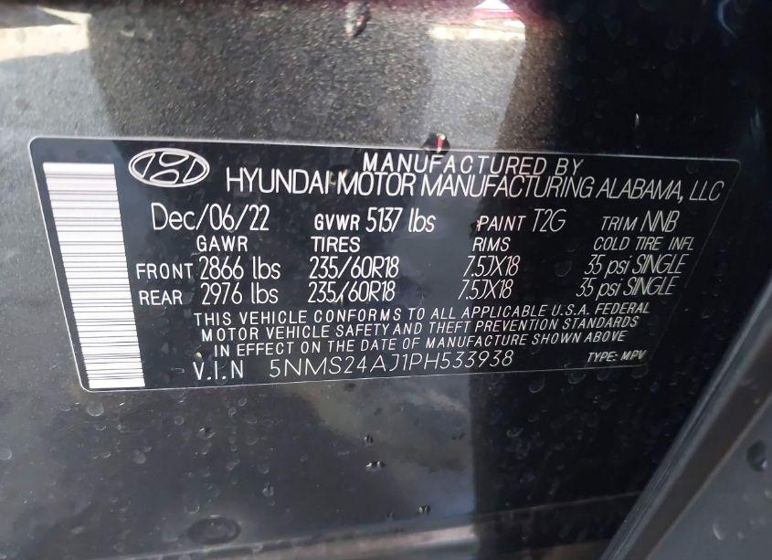 Photo 9 of 2023 Hyundai Santa FE SEL (VIN 5NMS24AJ1PH533938)