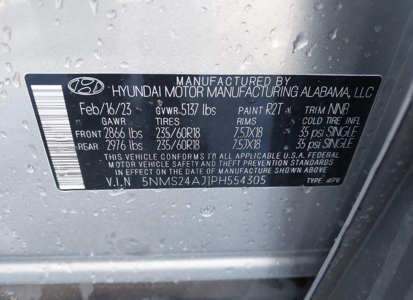 Photo 9 of 2023 Hyundai Santa FE SEL (VIN 5NMS24AJ1PH554305)