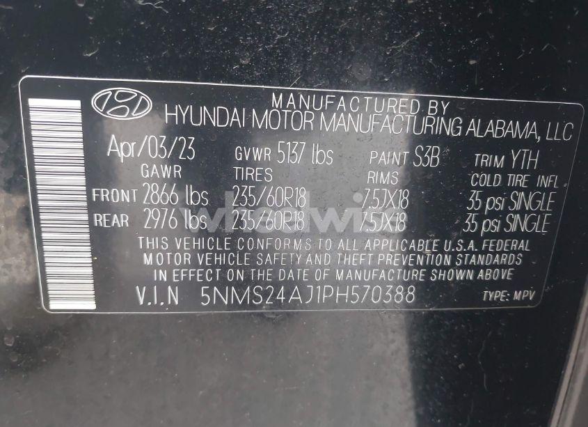 Photo 9 of 2023 Hyundai Santa FE SEL (VIN 5NMS24AJ1PH570388)
