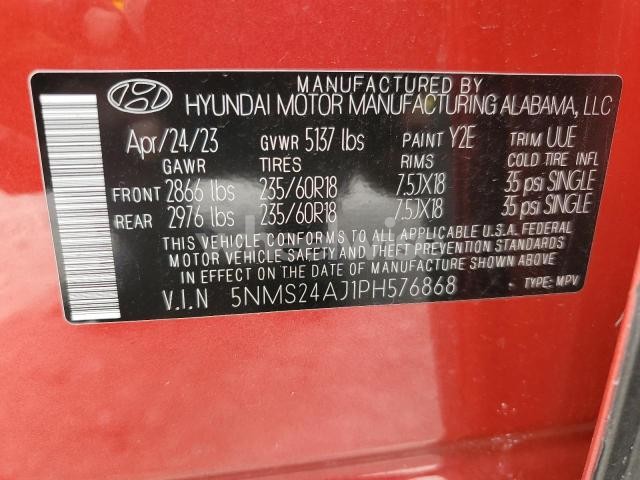 Photo 3 of 2023 HYUNDAI SANTA FE SEL (VIN 5NMS24AJ1PH576868)