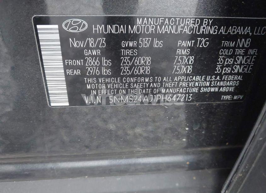 Photo 9 of 2023 Hyundai Santa FE SEL (VIN 5NMS24AJ1PH647213)