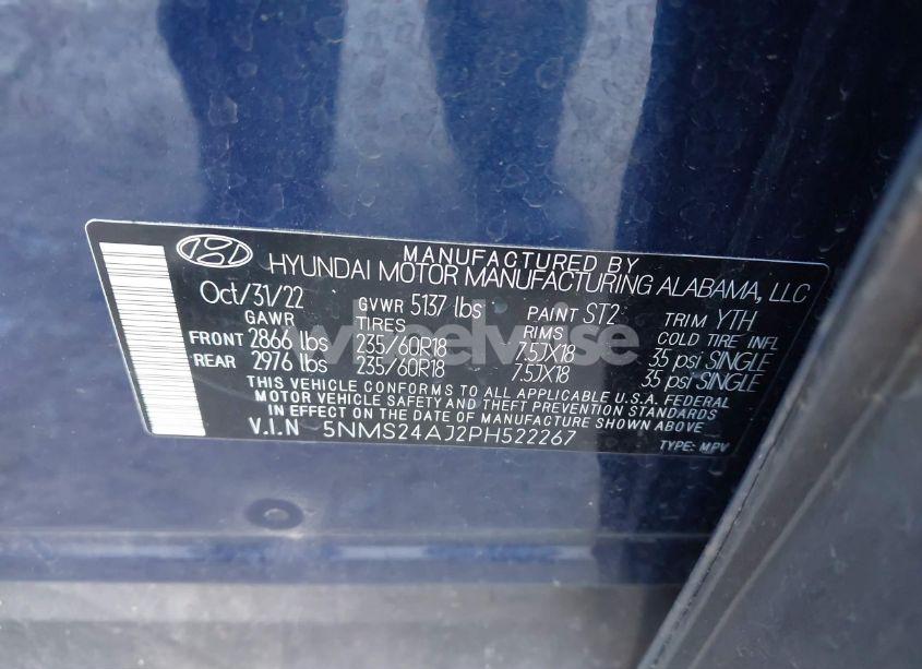 Photo 9 of 2023 Hyundai Santa FE SEL (VIN 5NMS24AJ2PH522267)