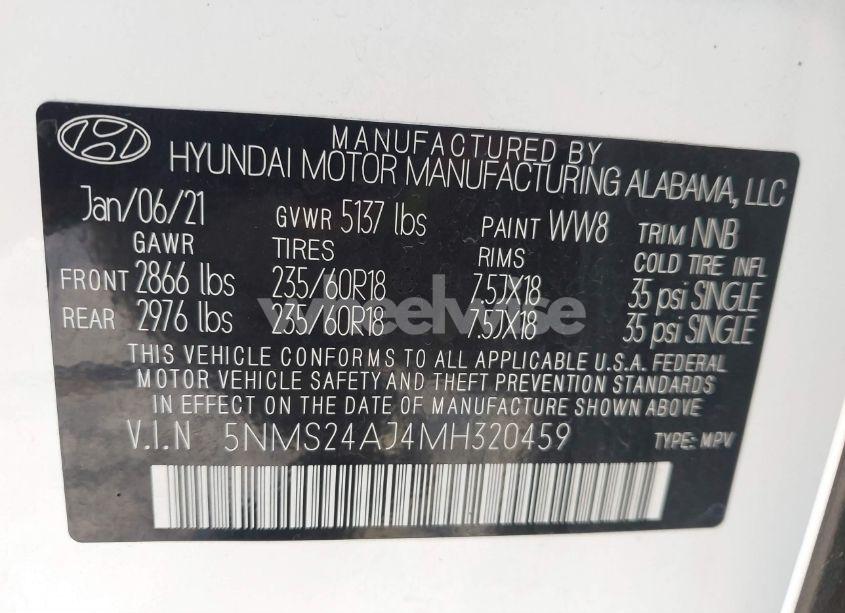Photo 9 of 2021 Hyundai Santa FE SEL (VIN 5NMS24AJ4MH320459)
