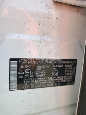 Photo 3 of 2022 HYUNDAI SANTA FE SEL (VIN 5NMS24AJ4NH376631)