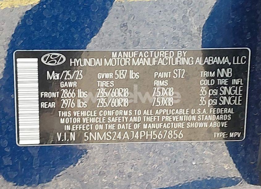 Photo 9 of 2023 Hyundai Santa FE SEL (VIN 5NMS24AJ4PH567856)