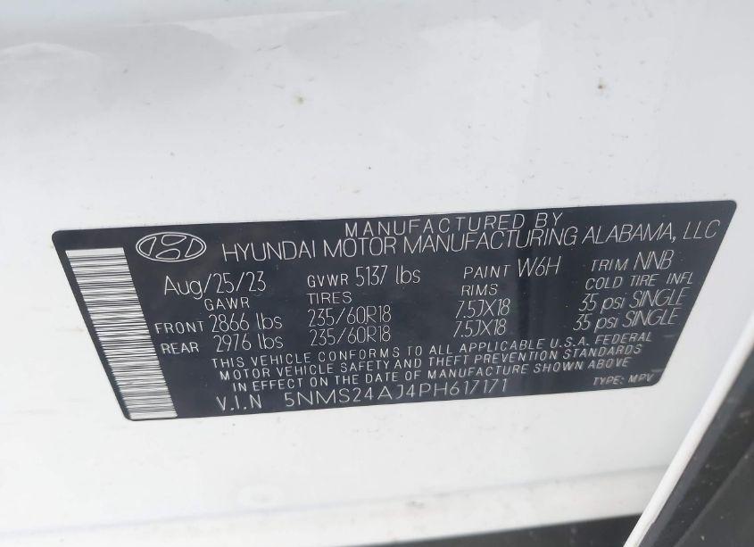 Photo 9 of 2023 Hyundai Santa FE SEL (VIN 5NMS24AJ4PH617171)