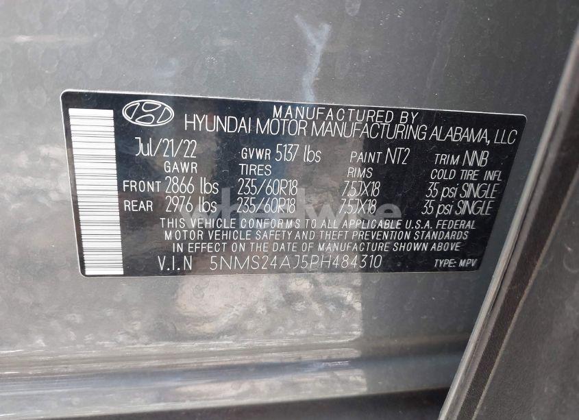 Photo 9 of 2023 Hyundai Santa FE SEL (VIN 5NMS24AJ5PH484310)