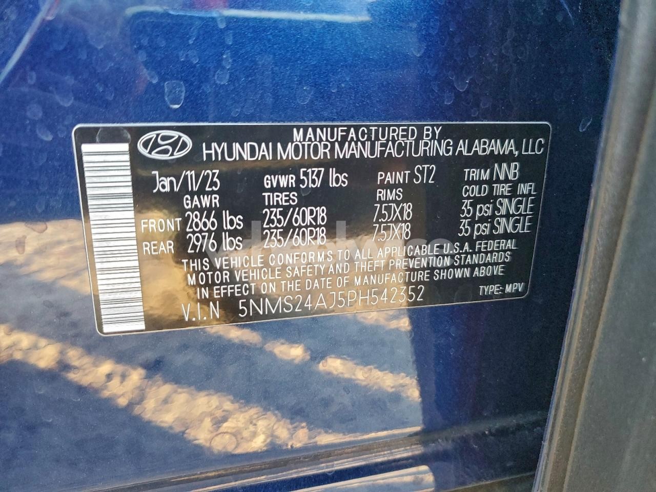 Photo 13 of 2023 HYUNDAI SANTA FE SEL (VIN 5NMS24AJ5PH542352)