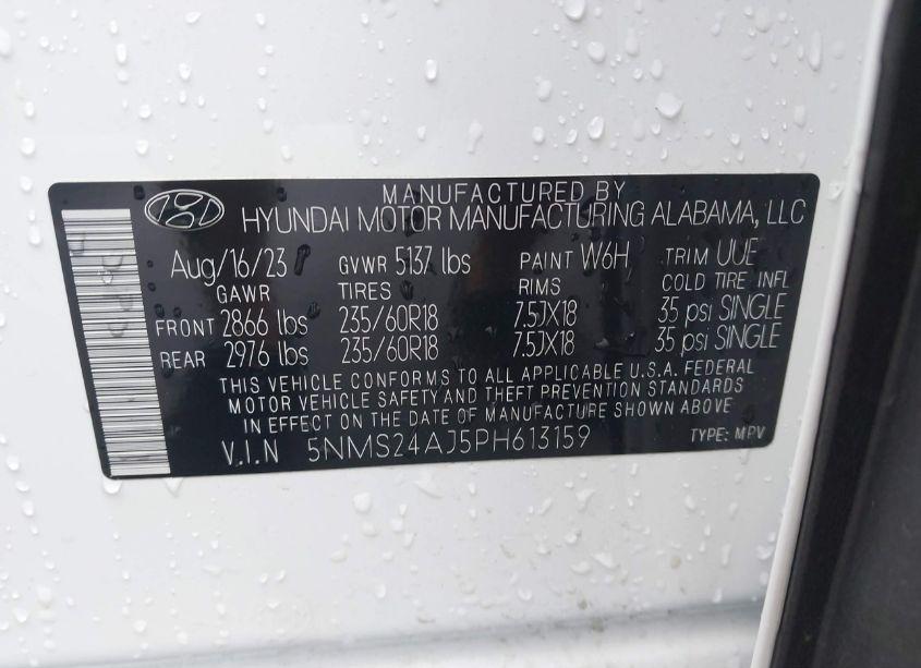 Photo 9 of 2023 Hyundai Santa FE SEL (VIN 5NMS24AJ5PH613159)