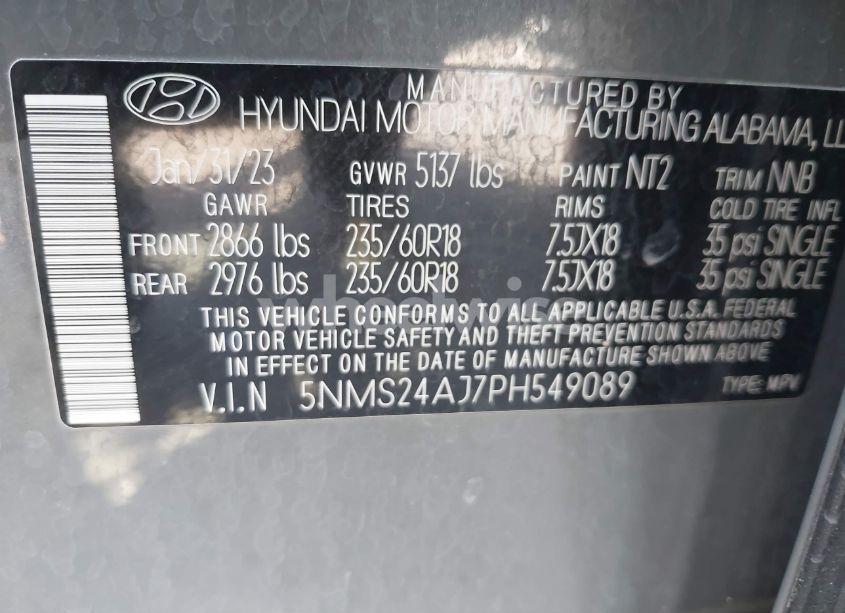 Photo 9 of 2023 Hyundai Santa FE SEL (VIN 5NMS24AJ7PH549089)