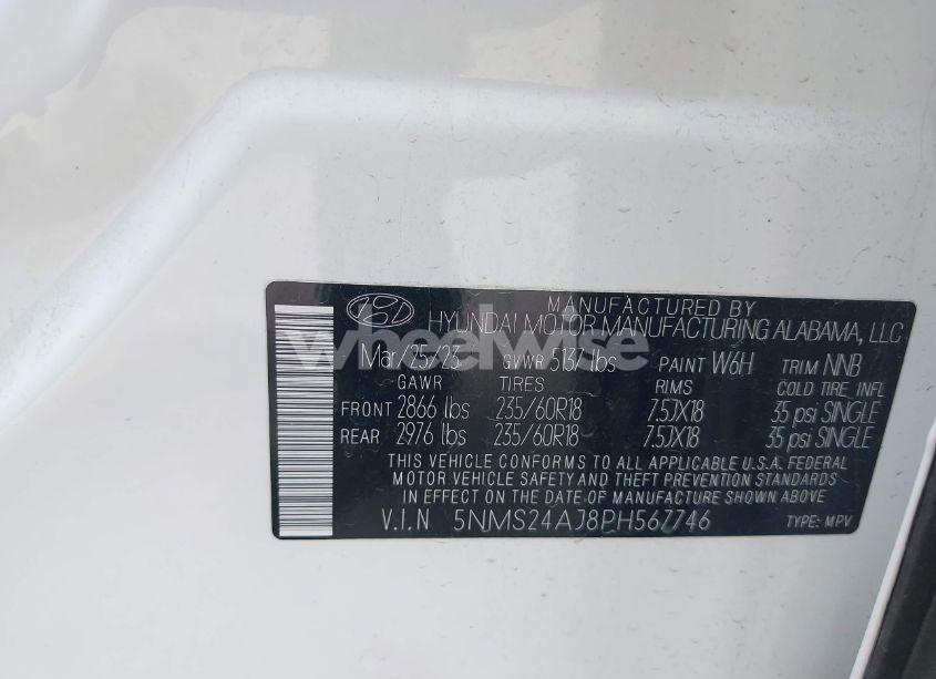 Photo 9 of 2023 Hyundai Santa FE SEL (VIN 5NMS24AJ8PH567746)