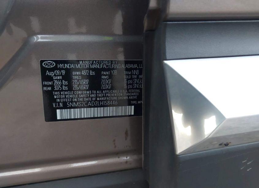 Photo 9 of 2020 Hyundai Santa FE SE (VIN 5NMS2CAD2LH158446)